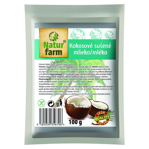 Natur farm Kokosové sušené mléko 100 g - bezlaktózové 