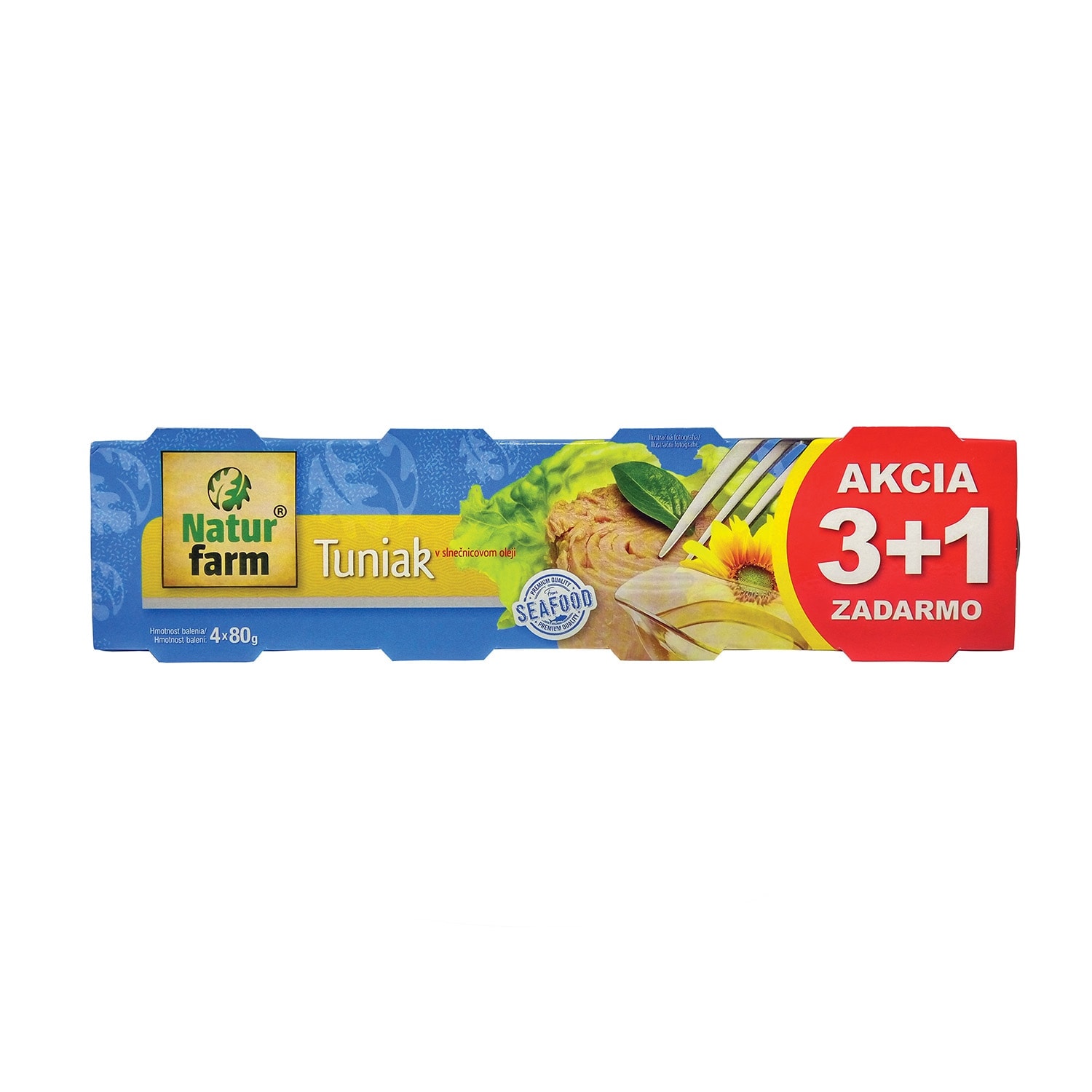 Natur farm Tuňák kousky ve slunečnicovém oleji (3+1) 4x80 g 