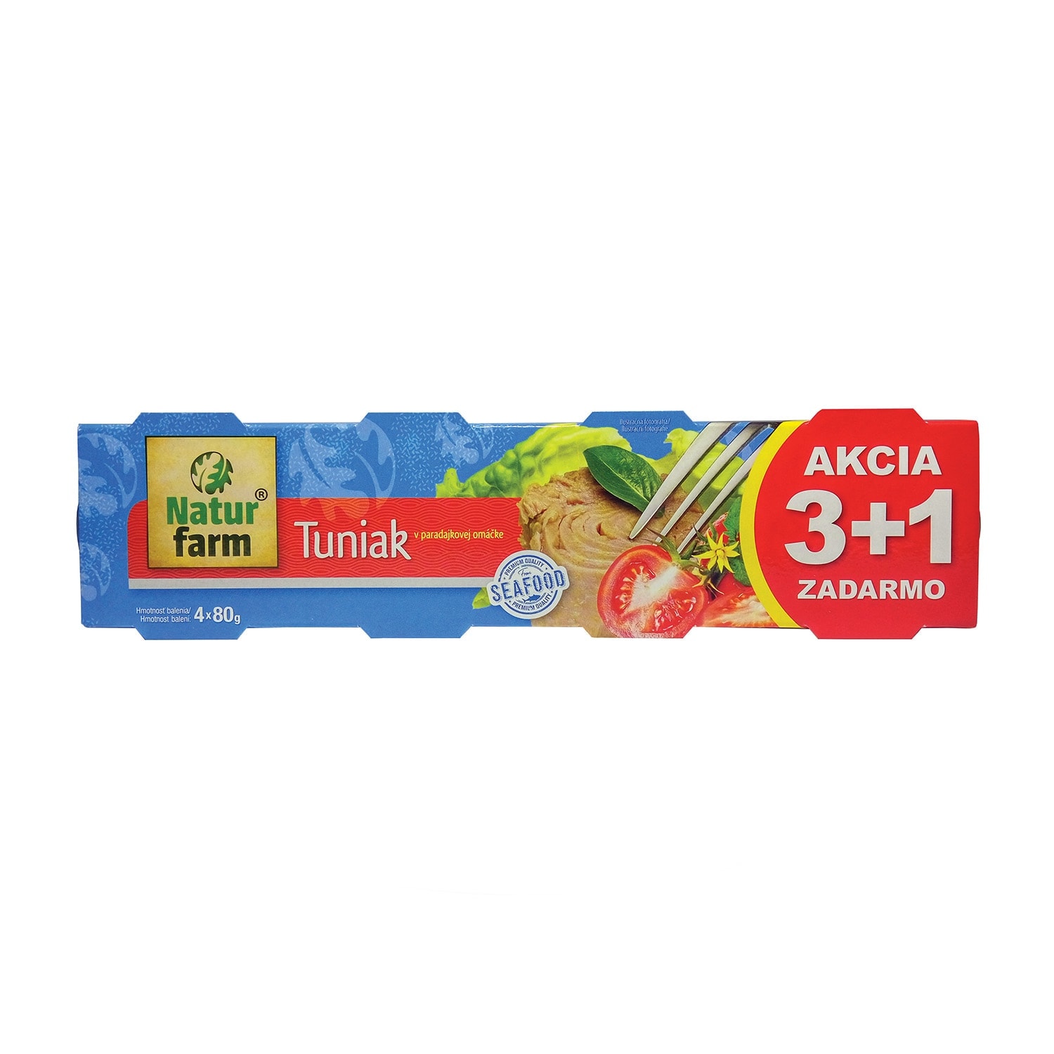 Natur farm Tuňák kousky v rajčatové omáčce (3+1) 4x80 g 
