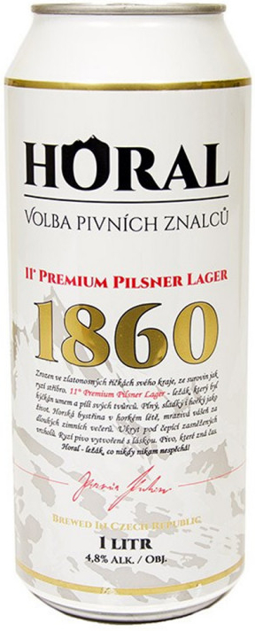 Horal 11° světlý ležák plech 1l