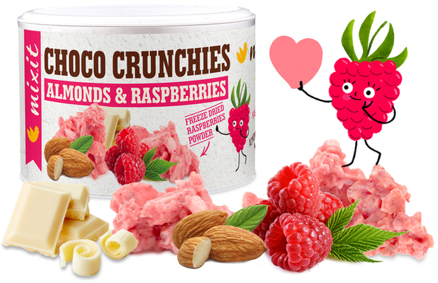 Mixit Crunchies - Malinové čokohrudky s mandlemi 140g