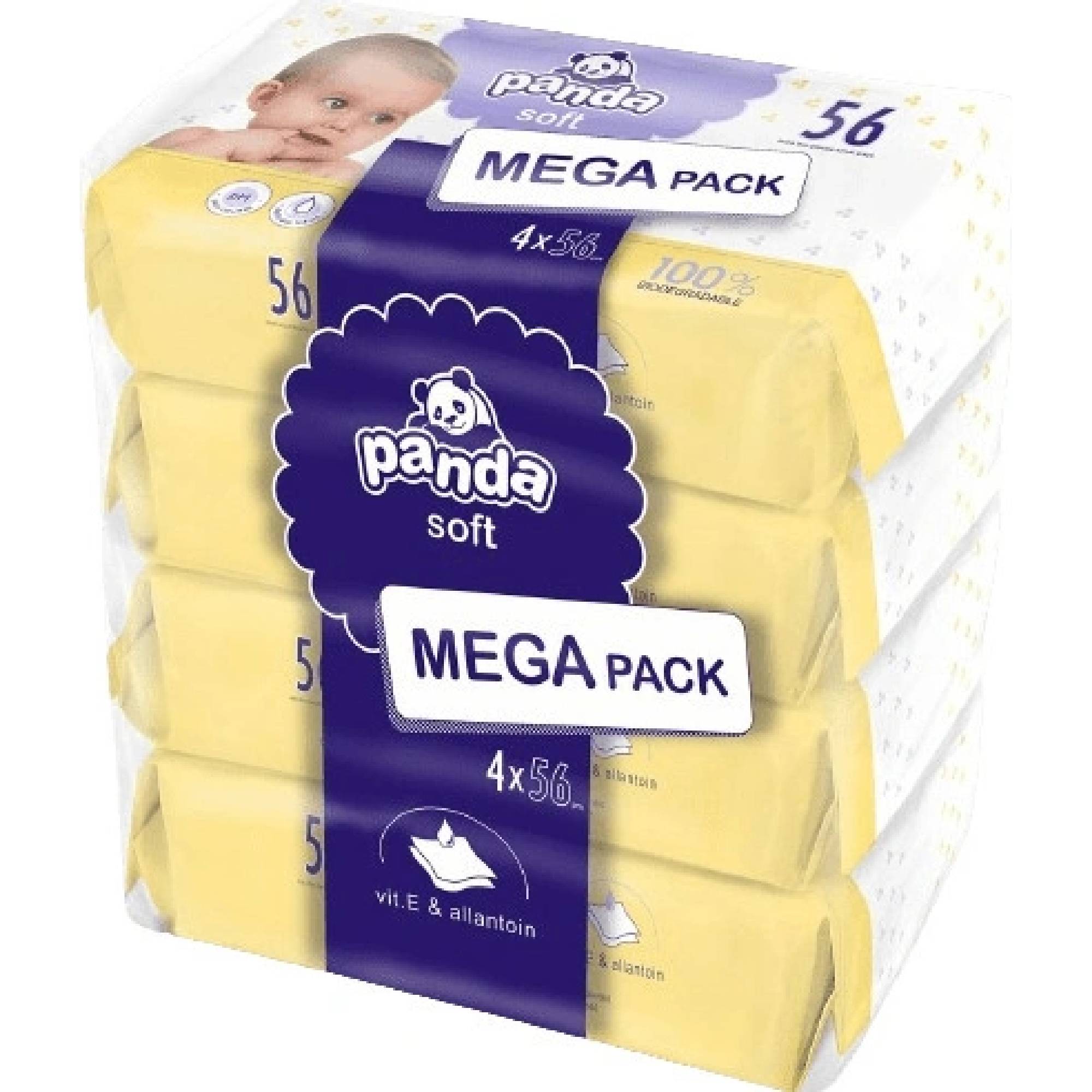 Bella Baby Panda vlhčené ubrousky Soft 4 x 56 ks