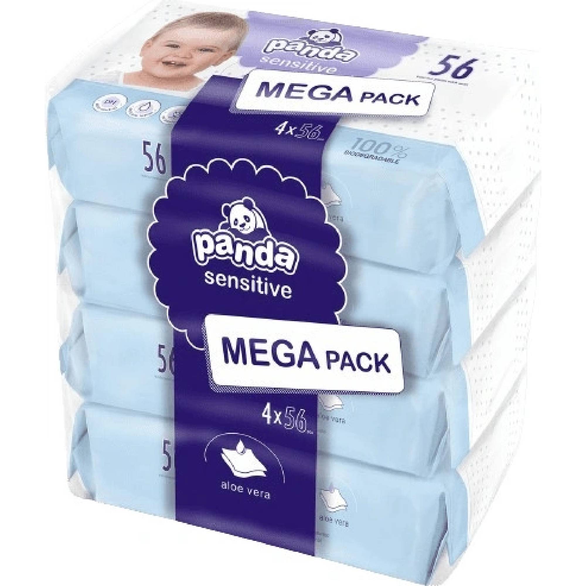 Bella Baby Panda vlhčené ubrousky Sensitive 4 x 56 ks