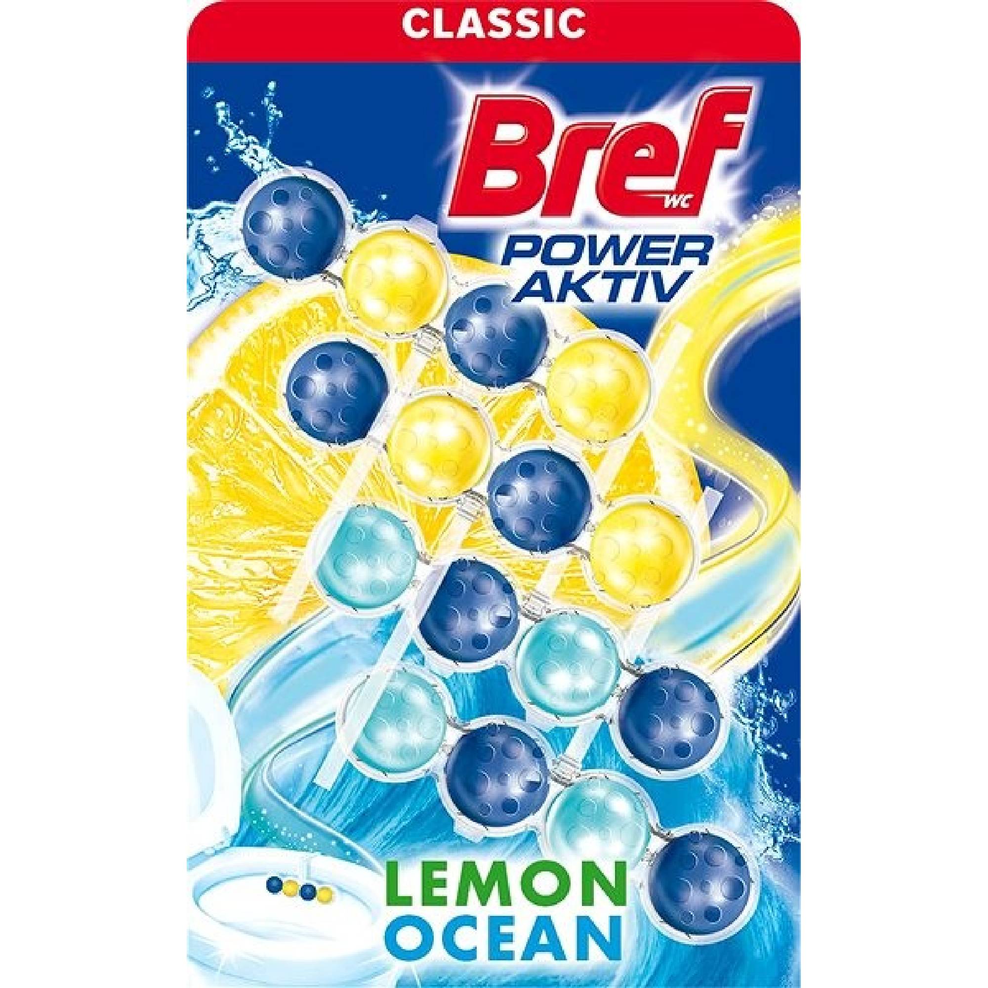 Bref Power Aktiv Lemon Ocean tuhý WC blok 4 x 50 g