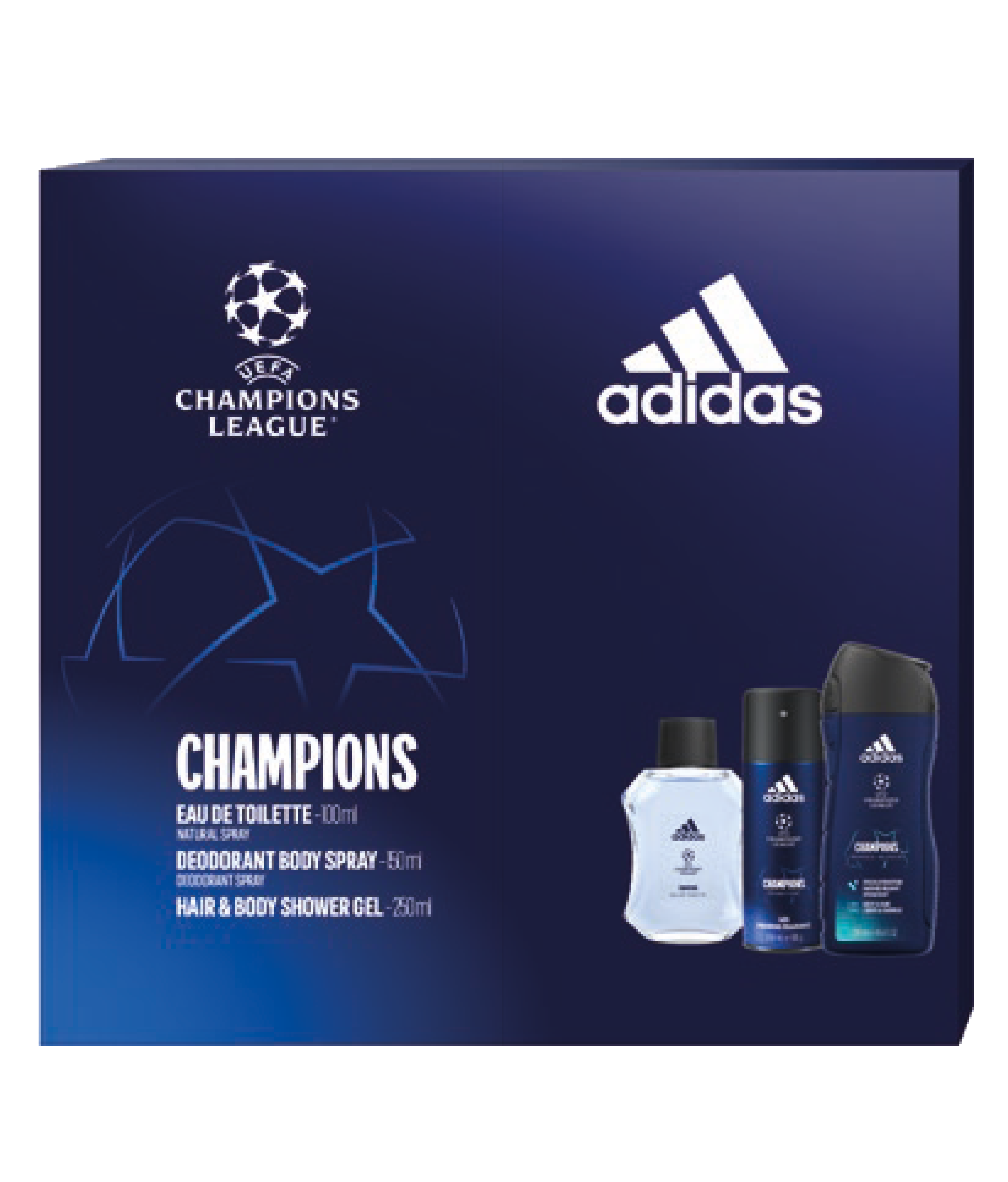 Adidas UEFA Champions League Edition EDT 100 ml + sprchový gel 250 ml + deospray 150 ml dárková sada